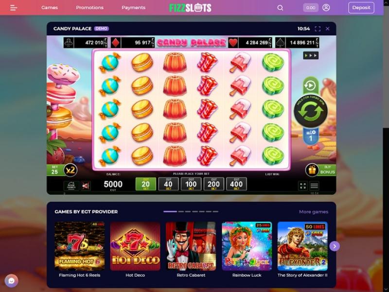 Главная страница Fizzslots казино
